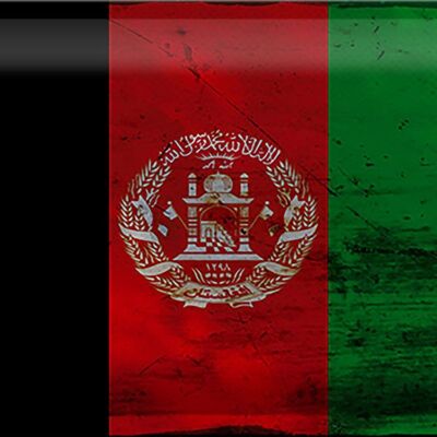 Panneau en tôle drapeau Afghanistan 30x20cm Afghanistan rouille