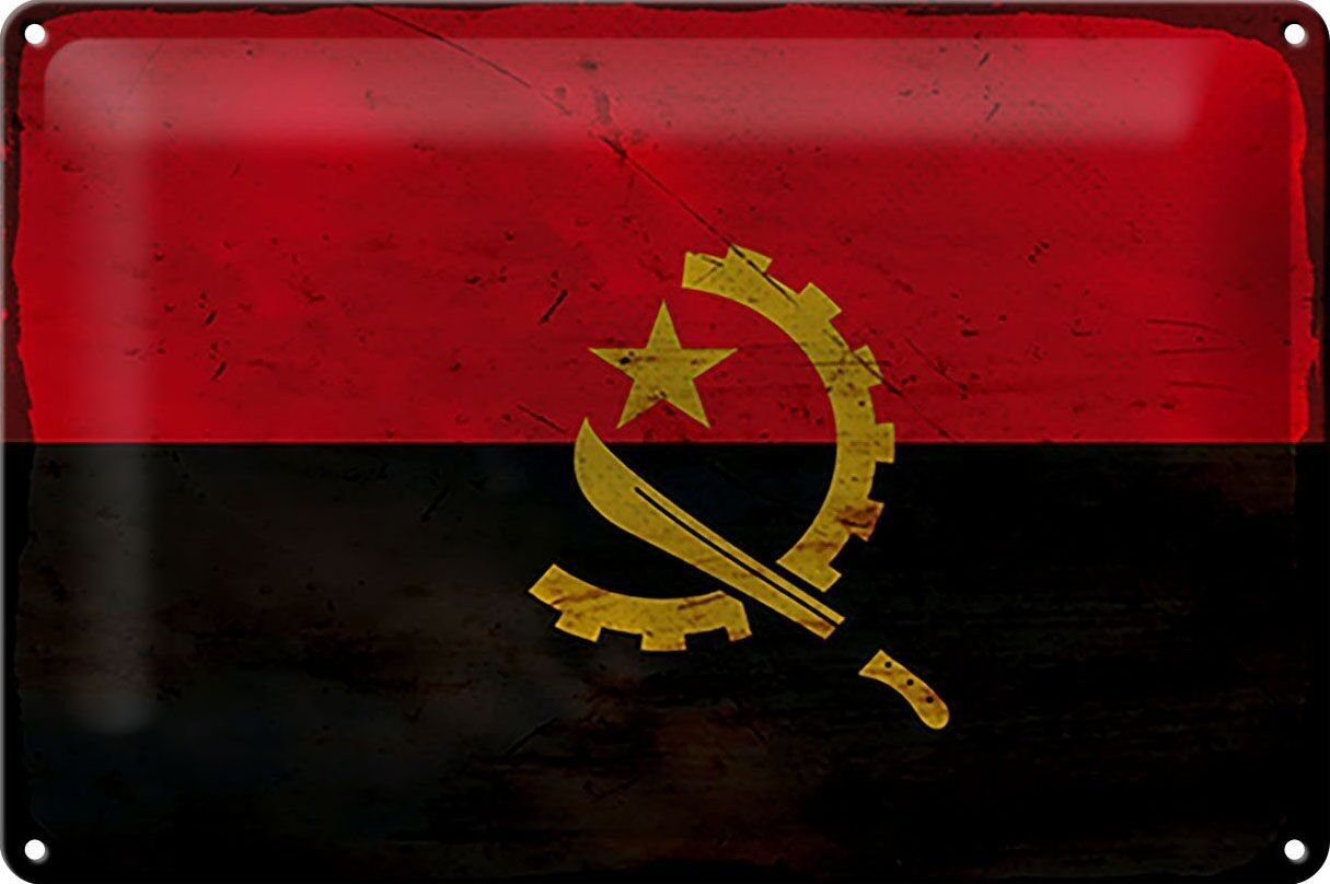 Blechschild Flagge Angola 30x20cm Flag of Angola Rost