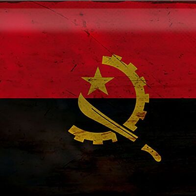 Targa in metallo Bandiera Angola 30x20 cm Bandiera dell'Angola Ruggine
