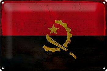 Signe en étain drapeau Angola 30x20cm drapeau de l'Angola rouille 1