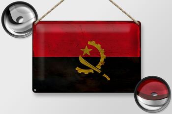 Signe en étain drapeau Angola 30x20cm drapeau de l'Angola rouille 2