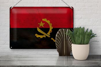 Signe en étain drapeau Angola 30x20cm drapeau de l'Angola rouille 3