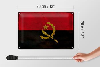 Signe en étain drapeau Angola 30x20cm drapeau de l'Angola rouille 4