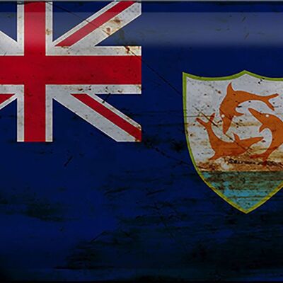 Blechschild Flagge Anguilla 30x20cm Flag of Anguilla Rost