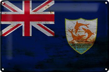 Signe en étain drapeau Anguilla 30x20cm drapeau d'anguilla rouille 1