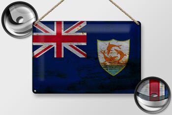 Signe en étain drapeau Anguilla 30x20cm drapeau d'anguilla rouille 2