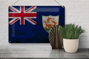 Signe en étain drapeau Anguilla 30x20cm drapeau d'anguilla rouille 3