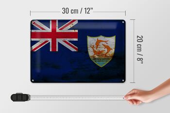 Signe en étain drapeau Anguilla 30x20cm drapeau d'anguilla rouille 4