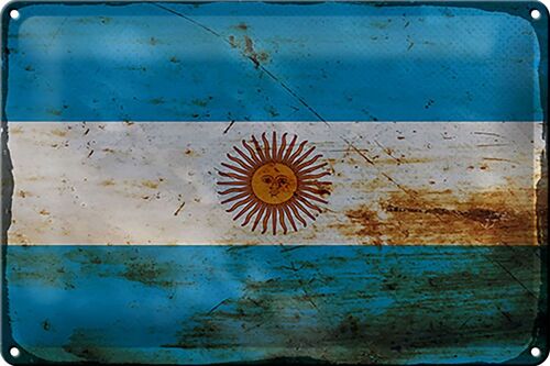 Blechschild Flagge Argentinien 30x20cm Flag Argentina Rost