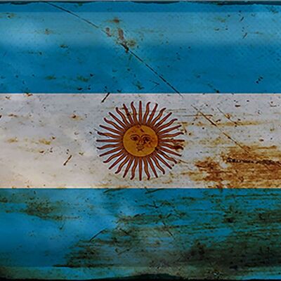 Blechschild Flagge Argentinien 30x20cm Flag Argentina Rost