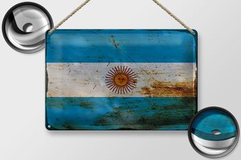 Signe en étain drapeau Argentine 30x20cm drapeau Argentine rouille 2