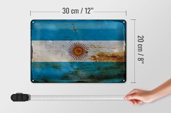 Signe en étain drapeau Argentine 30x20cm drapeau Argentine rouille 4