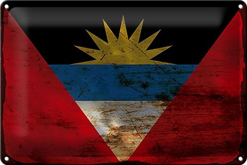 Blechschild Flagge Antigua und Barbuda 30x20cm Flag Rost