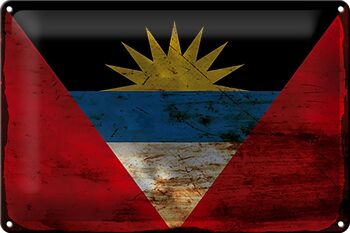 Panneau en étain drapeau Antigua-et-Barbuda, 30x20cm, drapeau rouille 1