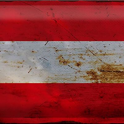 Signe en étain drapeau Autriche 30x20cm drapeau de l'autriche rouille