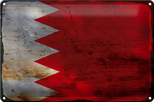 Blechschild Flagge Bahrain 30x20cm Flag of Bahrain Rost