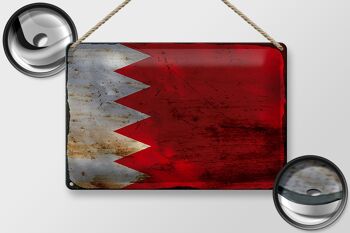 Signe en étain drapeau Bahreïn 30x20cm drapeau de Bahreïn rouille 2