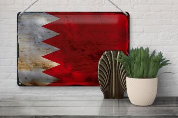 Signe en étain drapeau Bahreïn 30x20cm drapeau de Bahreïn rouille 3