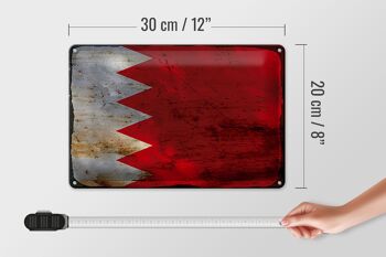 Signe en étain drapeau Bahreïn 30x20cm drapeau de Bahreïn rouille 4
