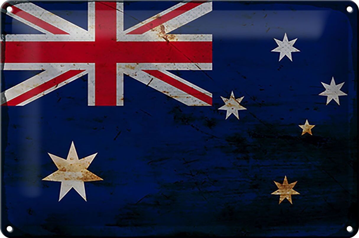 Signe en étain drapeau Australie 30x20cm drapeau Australie rouille