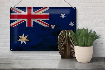 Signe en étain drapeau Australie 30x20cm drapeau Australie rouille 3