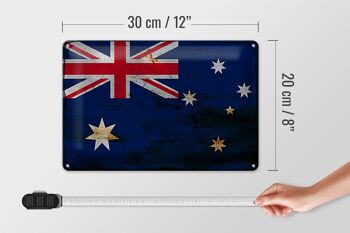 Signe en étain drapeau Australie 30x20cm drapeau Australie rouille 4