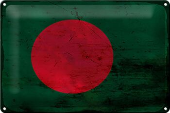 Signe en étain drapeau Bangladesh 30x20cm Bangladesh rouille 1