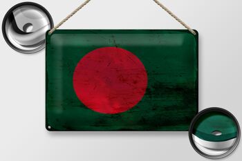 Signe en étain drapeau Bangladesh 30x20cm Bangladesh rouille 2