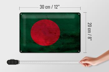 Signe en étain drapeau Bangladesh 30x20cm Bangladesh rouille 4