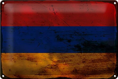 Blechschild Flagge Armenien 30x20cm Flag of Armenia Rost