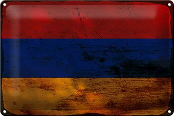 Panneau en étain drapeau arménien 30x20cm, drapeau de l'arménie rouille 1