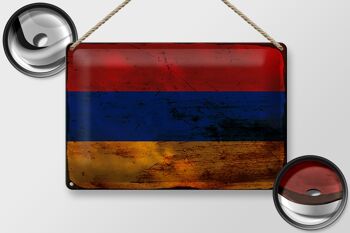 Panneau en étain drapeau arménien 30x20cm, drapeau de l'arménie rouille 2