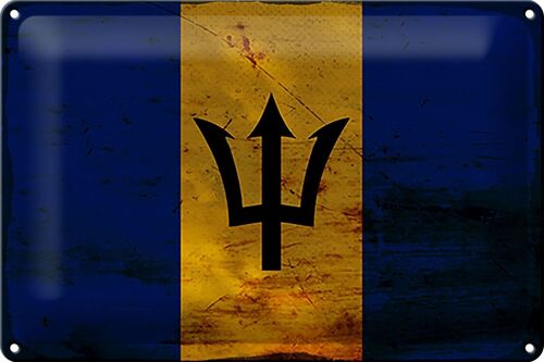 Blechschild Flagge Barbados 30x20cm Flag of Barbados Rost