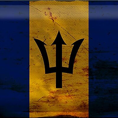 Targa in metallo Bandiera delle Barbados 30x20 cm Bandiera delle Barbados Ruggine