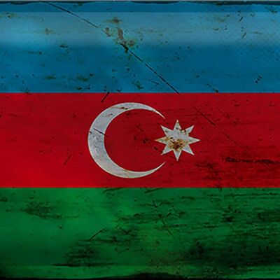 Blechschild Flagge Aserbaidschan 30x20cm Azerbaijan Rost