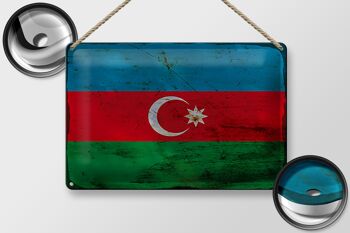 Panneau en tôle drapeau Azerbaïdjan 30x20cm Azerbaïdjan rouille 2