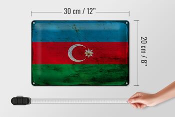 Panneau en tôle drapeau Azerbaïdjan 30x20cm Azerbaïdjan rouille 4