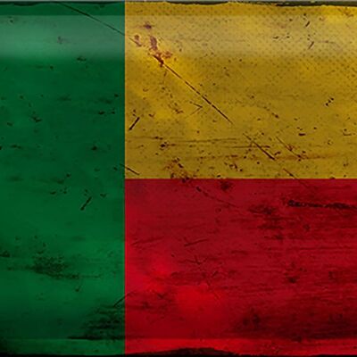 Cartel de chapa Bandera de Benin 30x20cm Bandera de Benin Rust