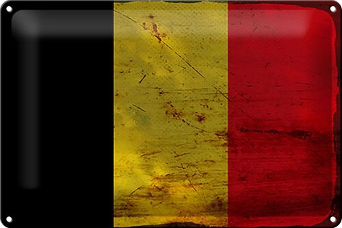 Blechschild Flagge Belgien 30x20cm Flag of Belgium Rost