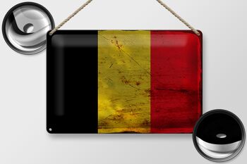 Signe en étain drapeau Belgique 30x20cm drapeau de la Belgique rouille 2