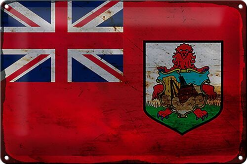 Blechschild Flagge Bermuda 30x20cm Flag of Bermuda Rost