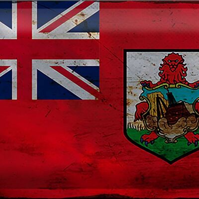 Targa in metallo Bandiera Bermuda 30x20 cm Bandiera delle Bermuda Ruggine