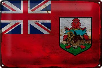 Panneau en étain drapeau des Bermudes, 30x20cm, drapeau des Bermudes rouille 1