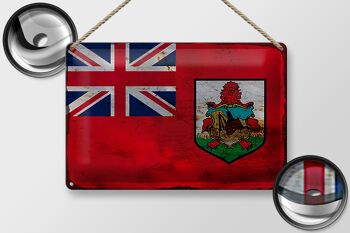 Panneau en étain drapeau des Bermudes, 30x20cm, drapeau des Bermudes rouille 2
