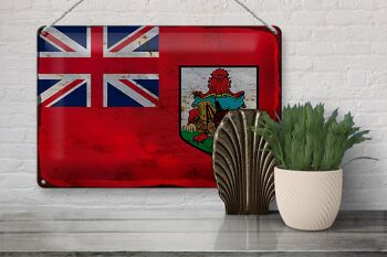 Panneau en étain drapeau des Bermudes, 30x20cm, drapeau des Bermudes rouille 3