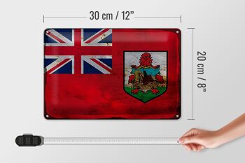Panneau en étain drapeau des Bermudes, 30x20cm, drapeau des Bermudes rouille 4
