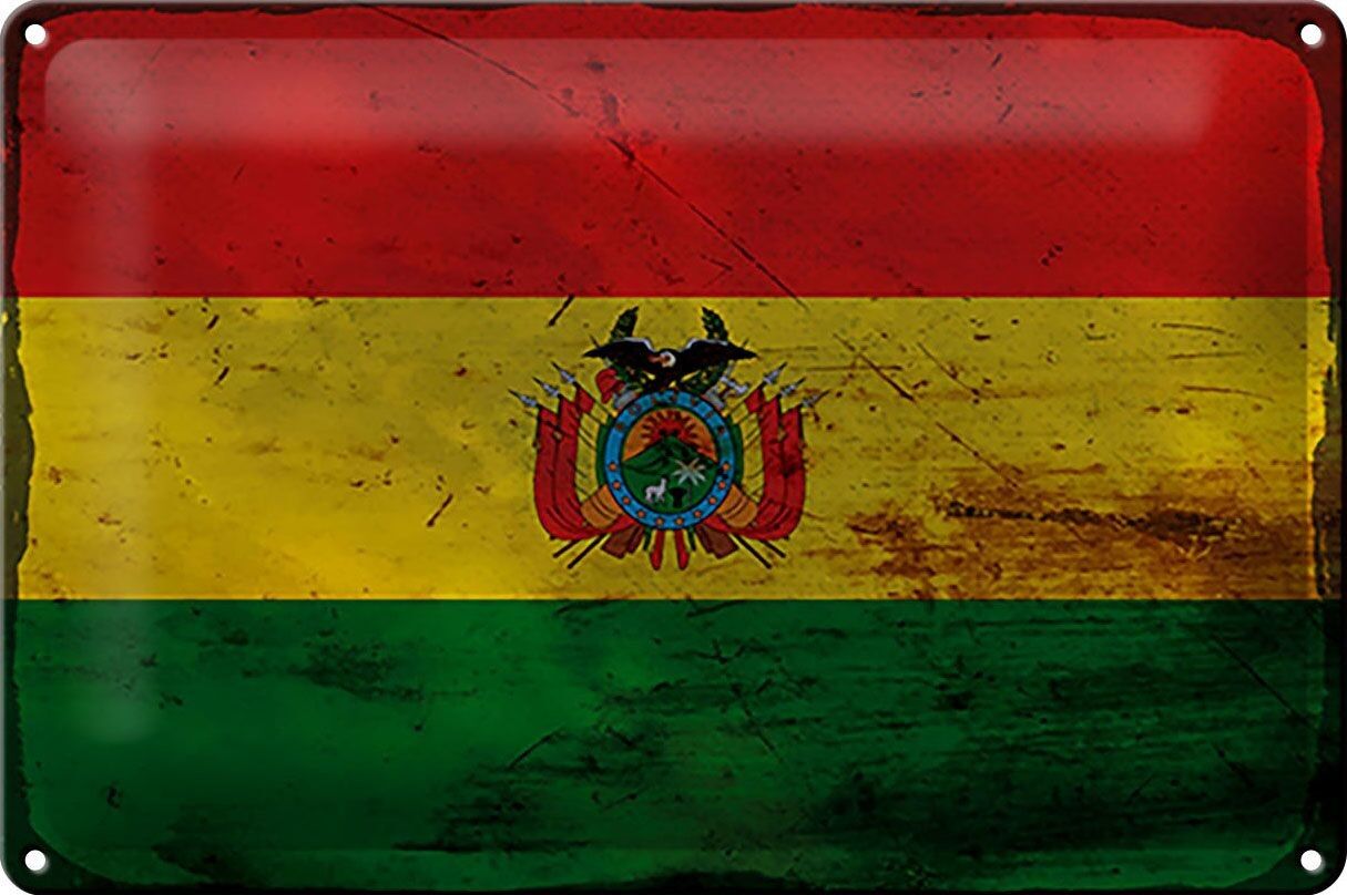 Tin sign flag Bolivia 30x20cm Flag of Bolivia Rust