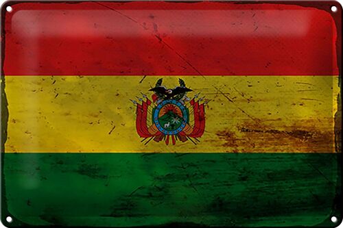 Blechschild Flagge Bolivien 30x20cm Flag of Bolivia Rost