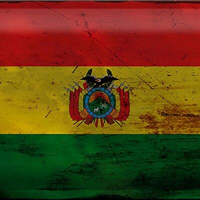 Cartel de chapa Bandera de Bolivia 30x20cm Bandera de Bolivia Óxido