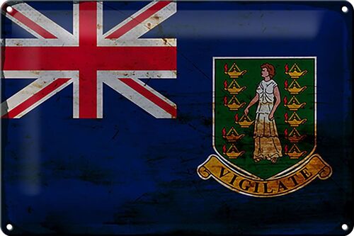 Blechschild Flagge Britische Jungferninseln 30x20cm Rost